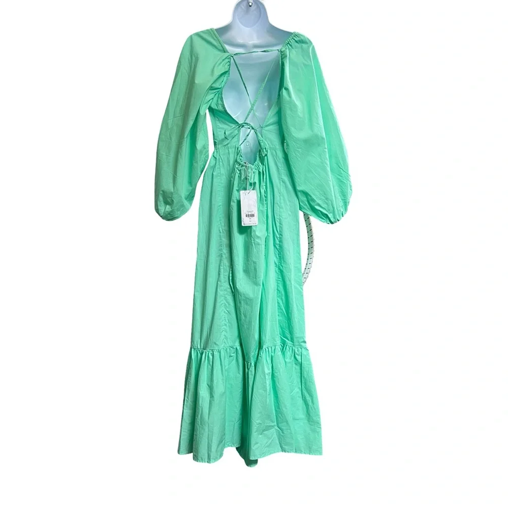 Warehouse 100% Cotton Light Green Long Sleeve Dress - Picture 6 of 10